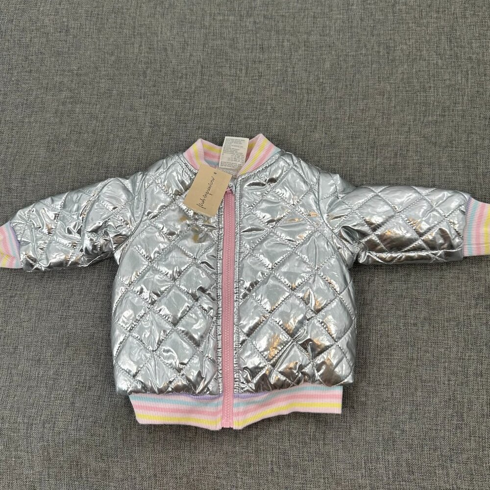 New! First impressions Silver Metallic Jacket Girls/ Baby 0-3 Months $44 Pink‎